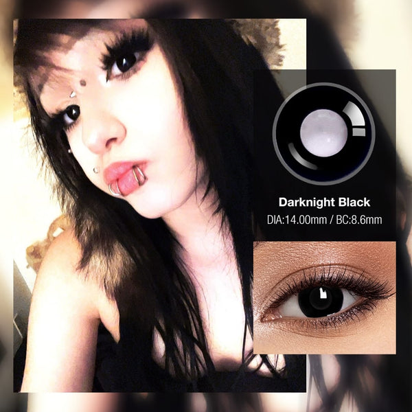 Linn's Dollie Darknight Black Contact Lenses(12 months of use)