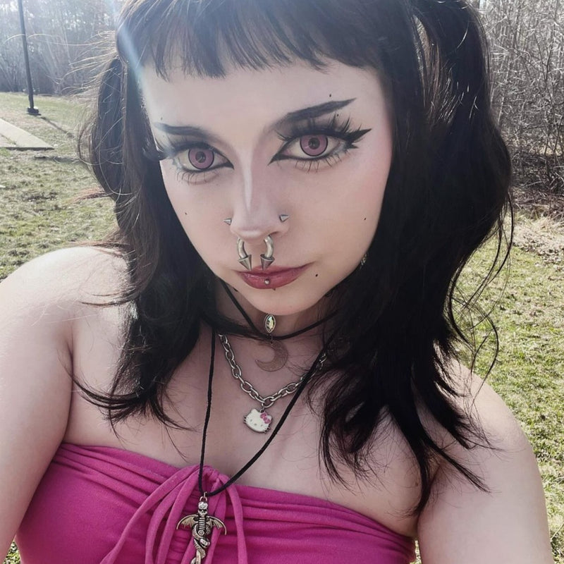 Kat Anime Cloud Rim Pink Contact Lenses