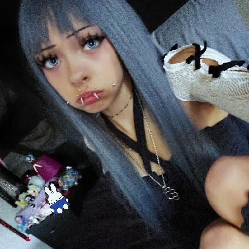 Dilated Blue Contact Lenses