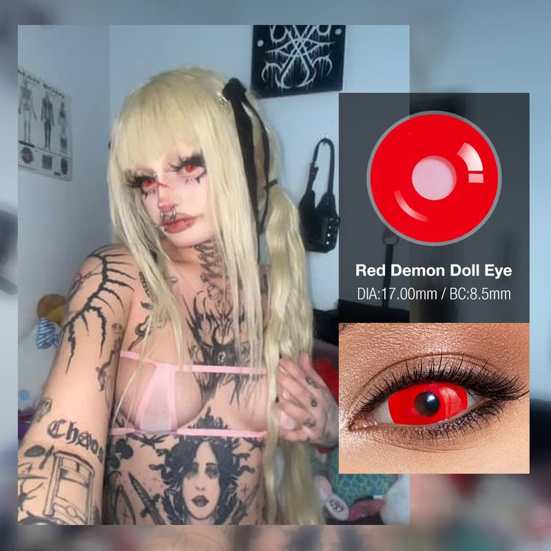 Alexis' Red Demon Doll Eye Mini Sclera Contact Lenses (17MM)
