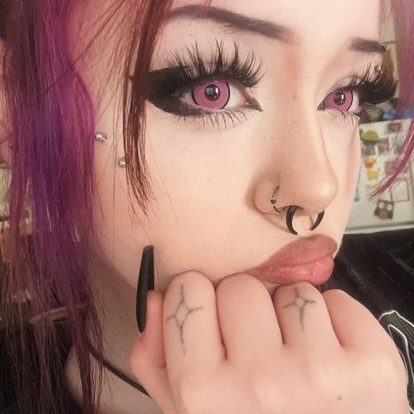 Anime Cloud Rim Pink Contact Lenses