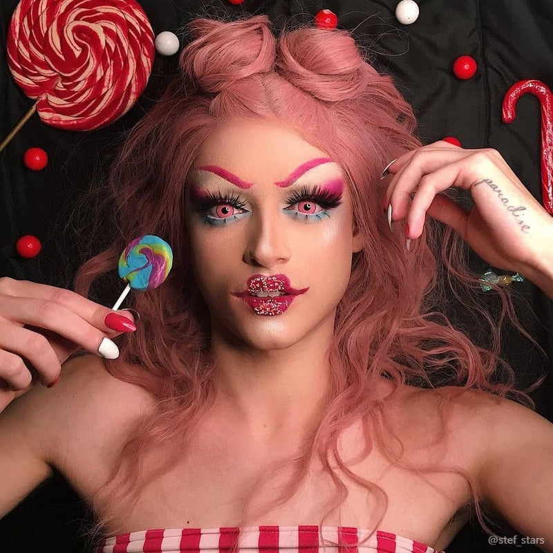 Kat Anime Cloud Rim Pink Contact Lenses