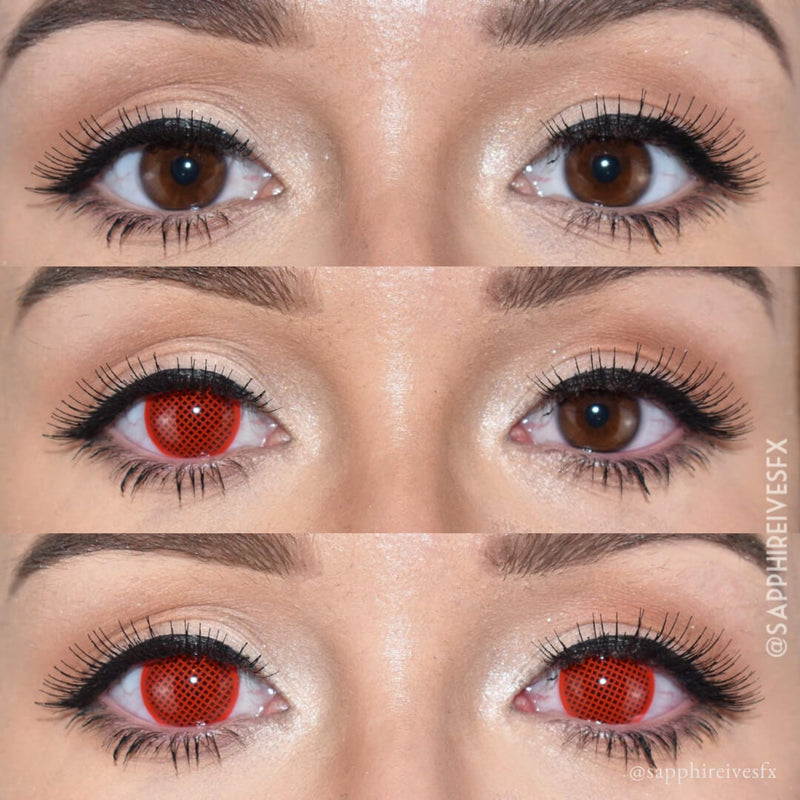 Gridding Red Contact Lenses