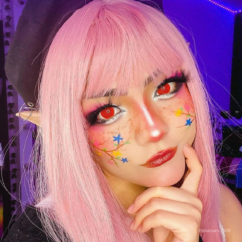 Gridding Red Contact Lenses