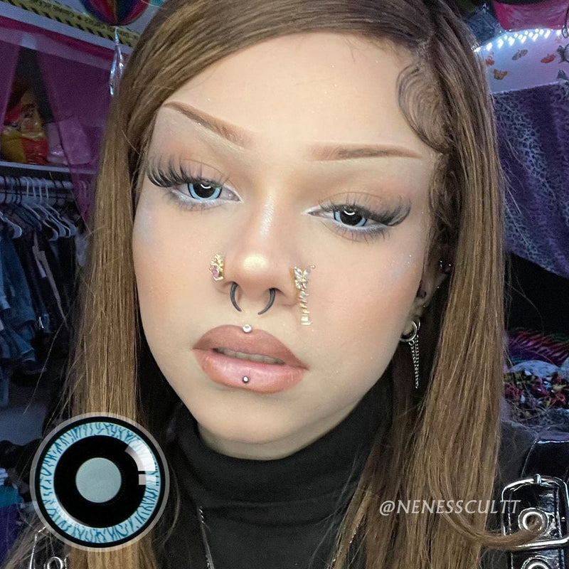 Dilated Blue Contact Lenses