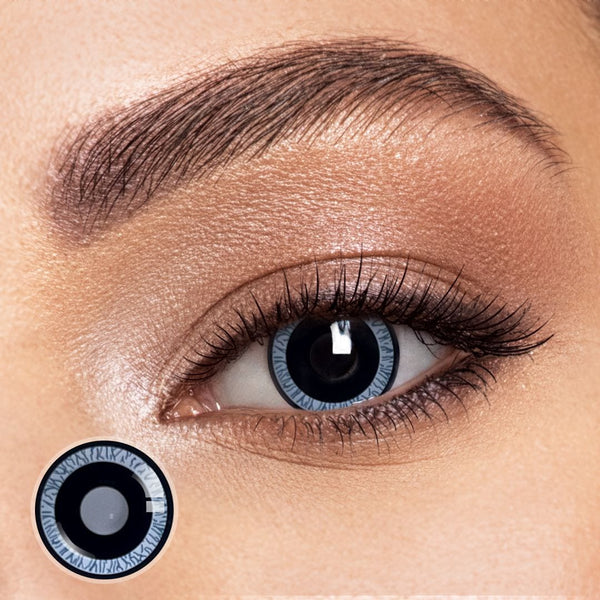 Dilated Blue Contact Lenses